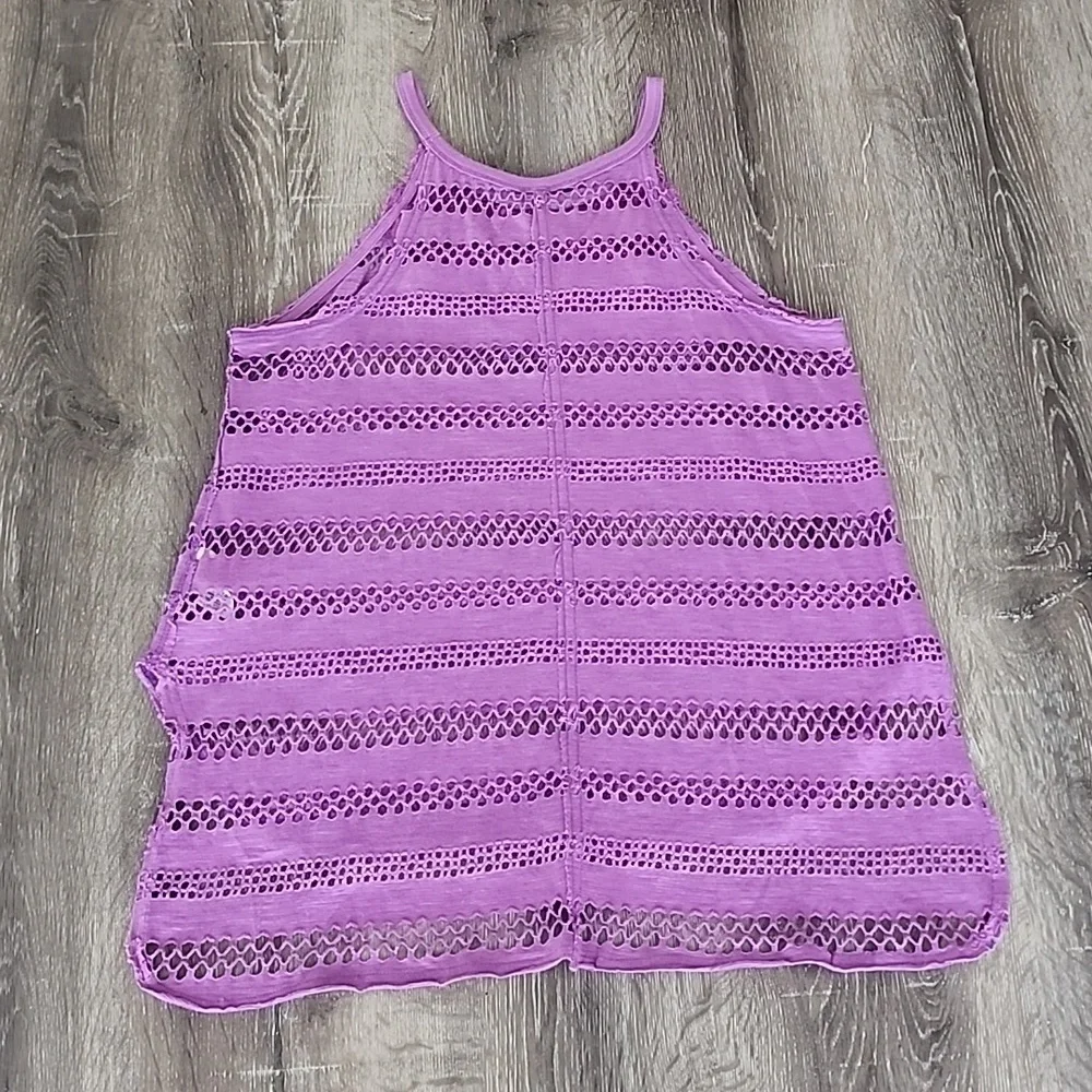 We the Free People Crochet Open Mesh High Low High Neck Tank Top XS - Picture 7 of 7